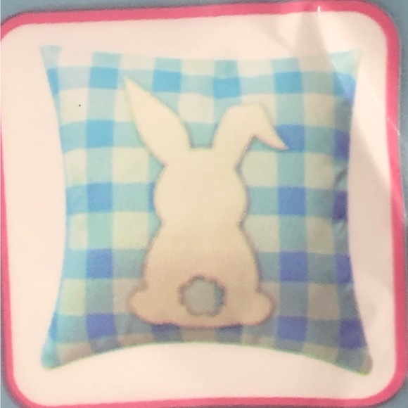 4pack pink & blue checkerboard print Easter bunny spring decor pillowcases new - Picture 7 of 7